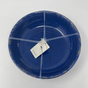 Tommy Bahama Melamine 9" Dinner Bowls Salad Pasta Blue Navy Rustic Crackle NEW